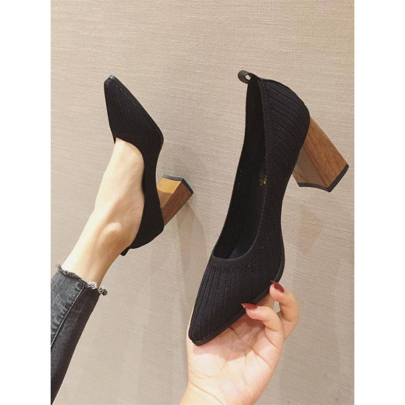 Pointed Shoes Light Temperature Shoes High Heels Thick Heels