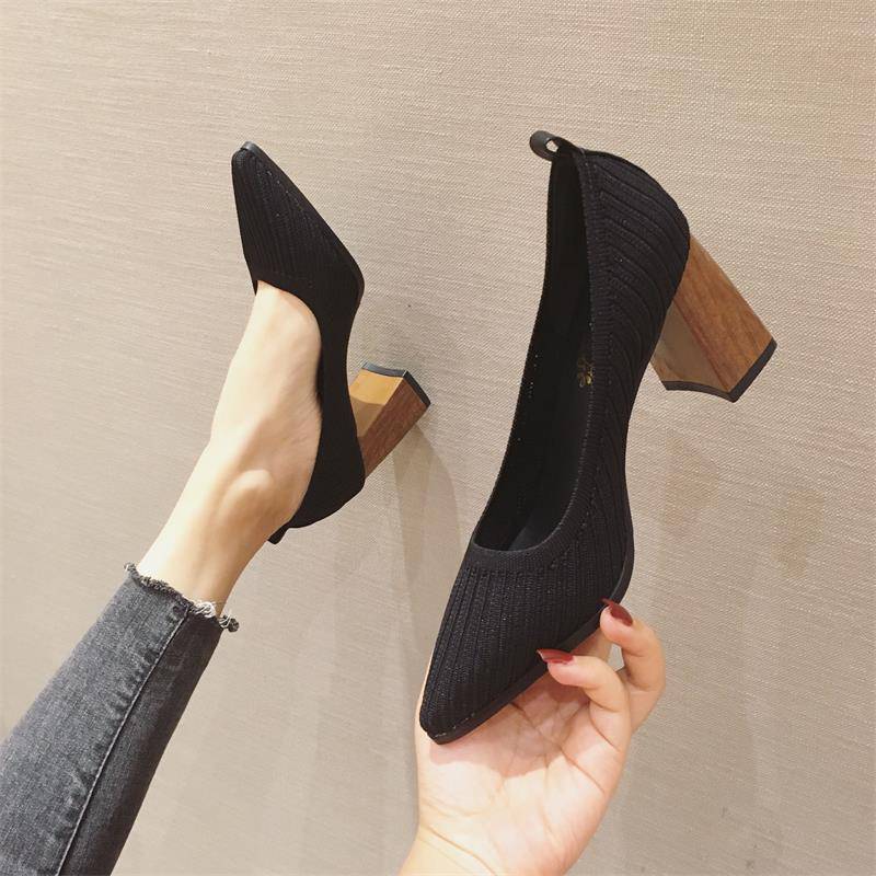 Pointed Shoes Light Temperature Shoes High Heels Thick Heels